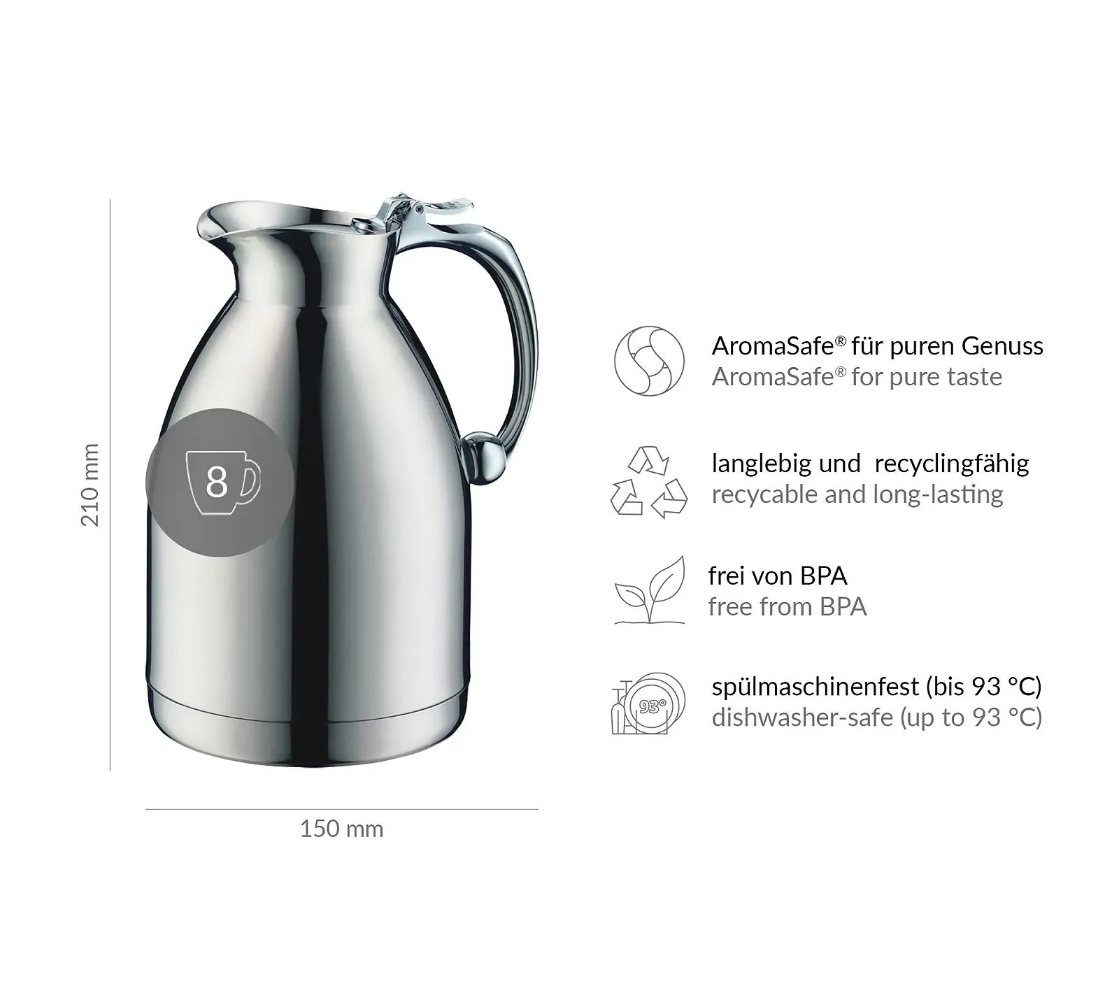 Термос-кавник Alfi Hotello 1.0 L з подвійними стінками з нержавіючої сталі, фото №7 Термос-кавник Alfi Hotello 1.0 L з подвійними стінками з нержавіючої сталі, фото №7