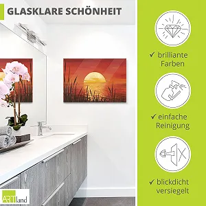 Картина на склі ARTland T4NG Nature Beach Coast Sunset Ocean Sun 80 x 60 см synthetic.ua - Фото 1