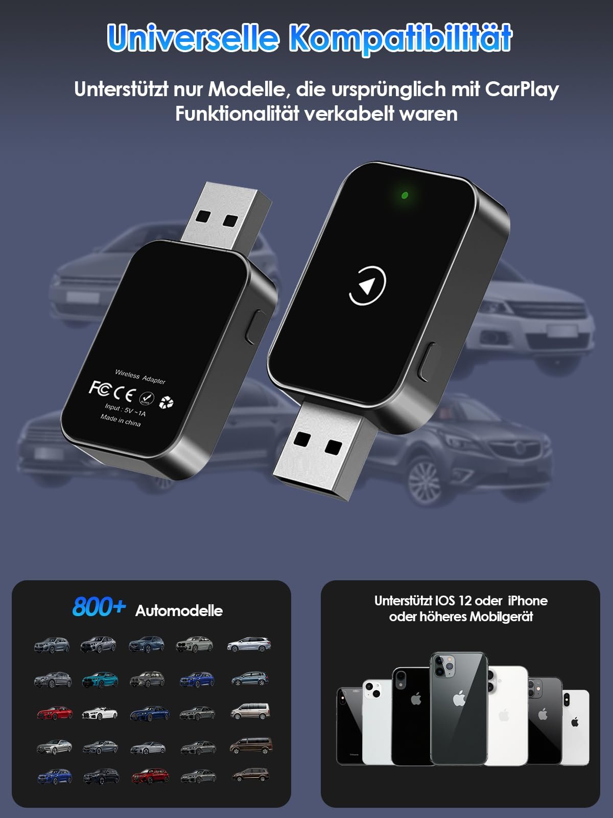 Бездротовий адаптер CarPlay PARPAT Бездротове перетворення через USB/Type-C, сумісний з iPhone, стабільне з'єднання, без затримок, для автомобілів з дротовим CarPlay, фото №7