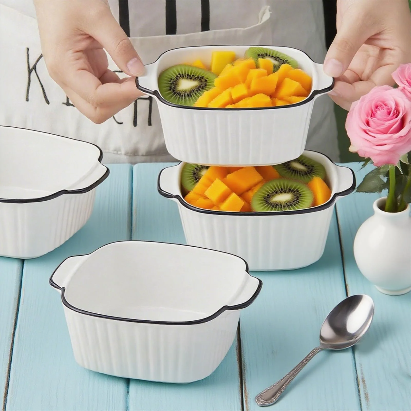 Набір форм для запікання IIRC керамічних малих 4 шт. біла 14.5 x 11.5 x 5.5 см, фото №5 Набір форм для запікання IIRC керамічних малих 4 шт. біла 14.5 x 11.5 x 5.5 см, фото №5