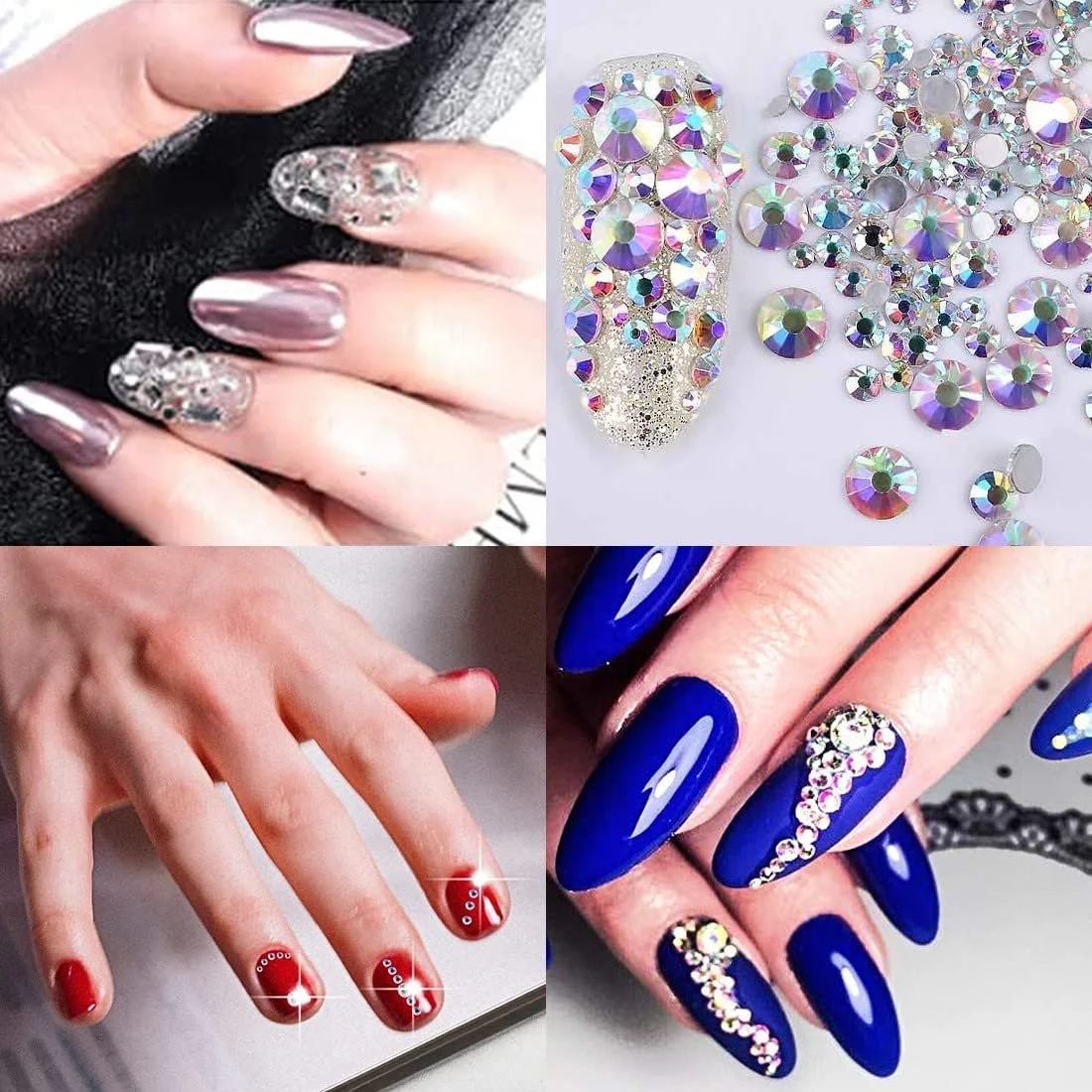 Стрази для нігтів zalati 14AB Колір, 12 круглих нігтів, 6 розмірів, фото №4