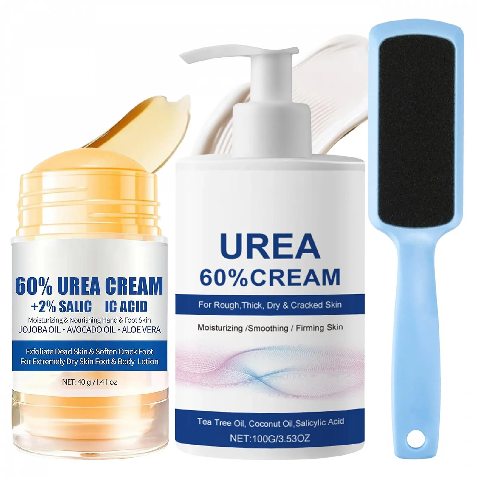 Крем для ног Urea увлажняющий против трещин с пилкой для ног Голубой (40 г + 100 г), фото №1