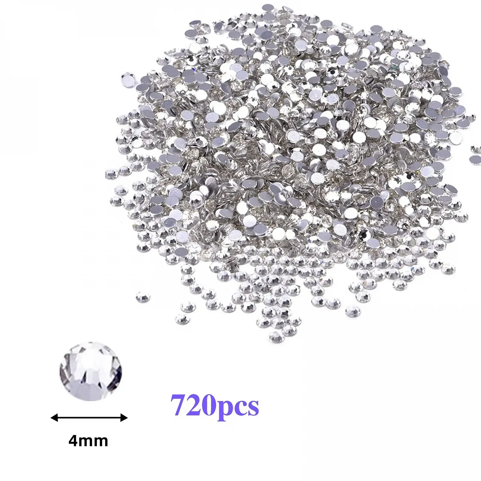 Стразы смоляные плоские не клейкие 4 мм прозрачные плоские круглые горячей фиксации хрустальные плоские стразы стеклянные камни для маникюра и поделок, фото №2
