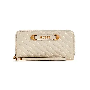 Гаманець Guess Sela Large Zip Around, великий, Bone One Size - Фото 1