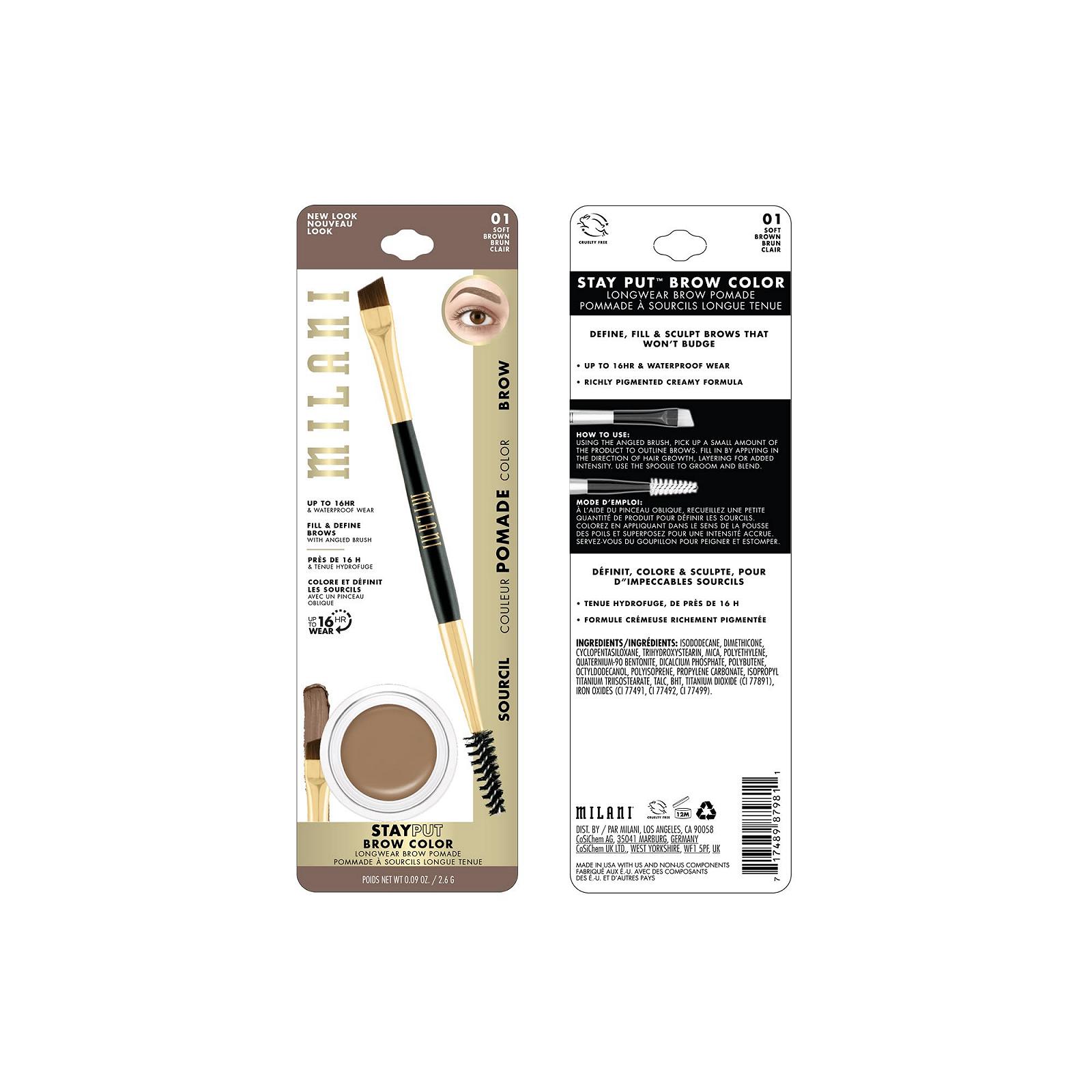 Stay Put Brow Color MILANI Soft Brown, фото №2