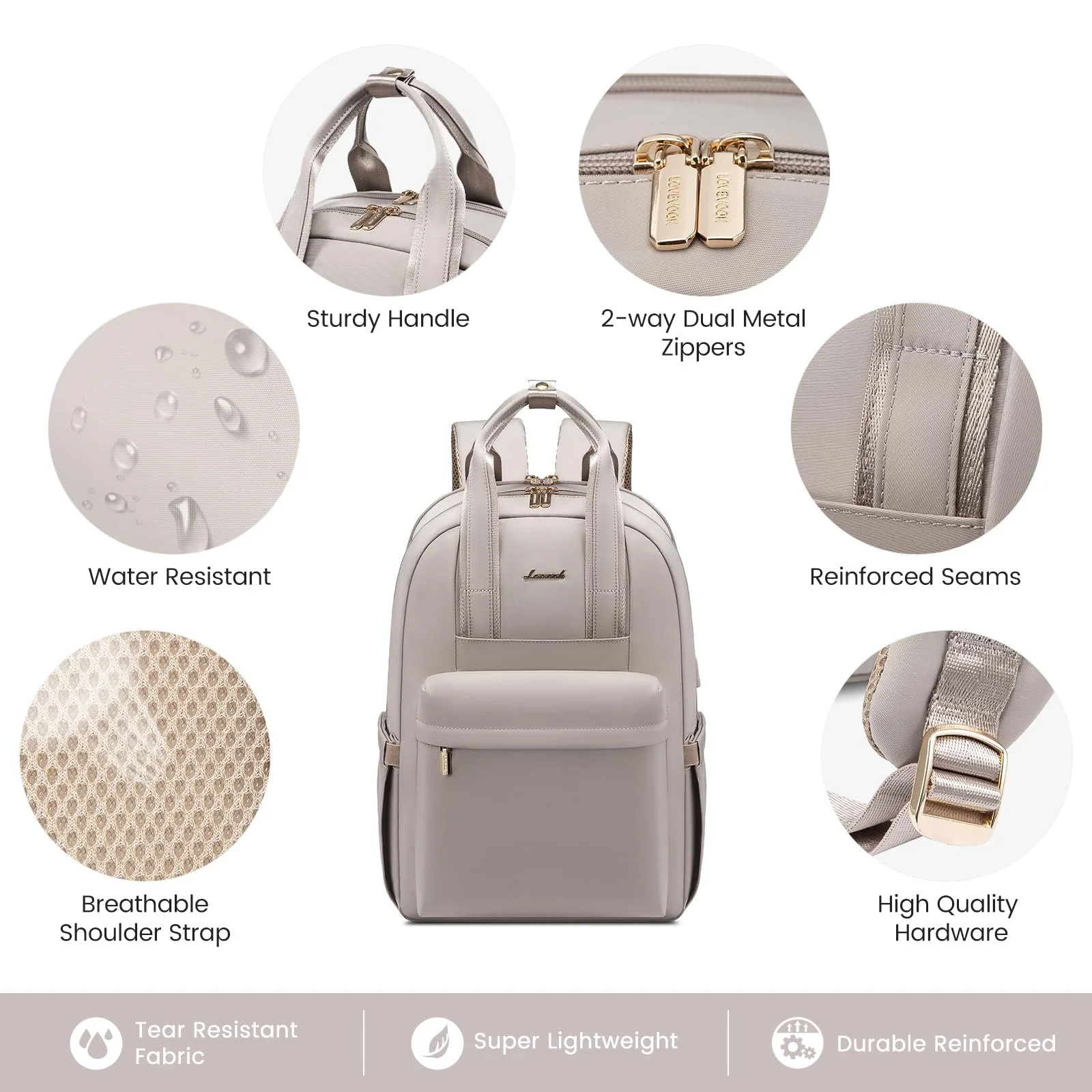 Рюкзак для ноутбука LOVEVOOK 15.6" Waterproof Taro Grey, фото №3 Рюкзак для ноутбука LOVEVOOK 15.6" Waterproof Taro Grey, фото №3