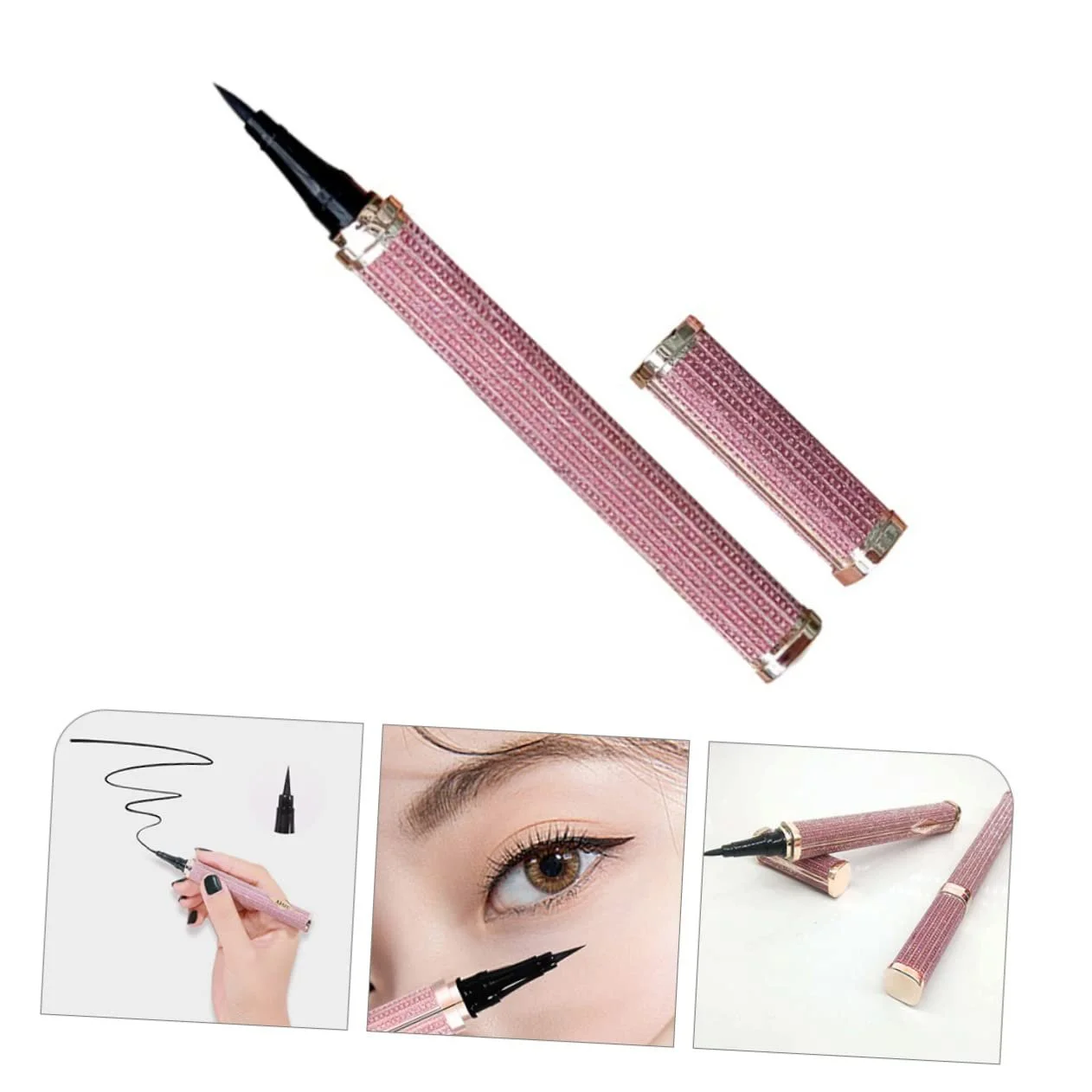 Підводка для очей Healeved Kajalstifte Flüssiger Liner Wimpern Klebestift Kajal-stick Чорний Набір для макіяжу Рожевий, фото №5