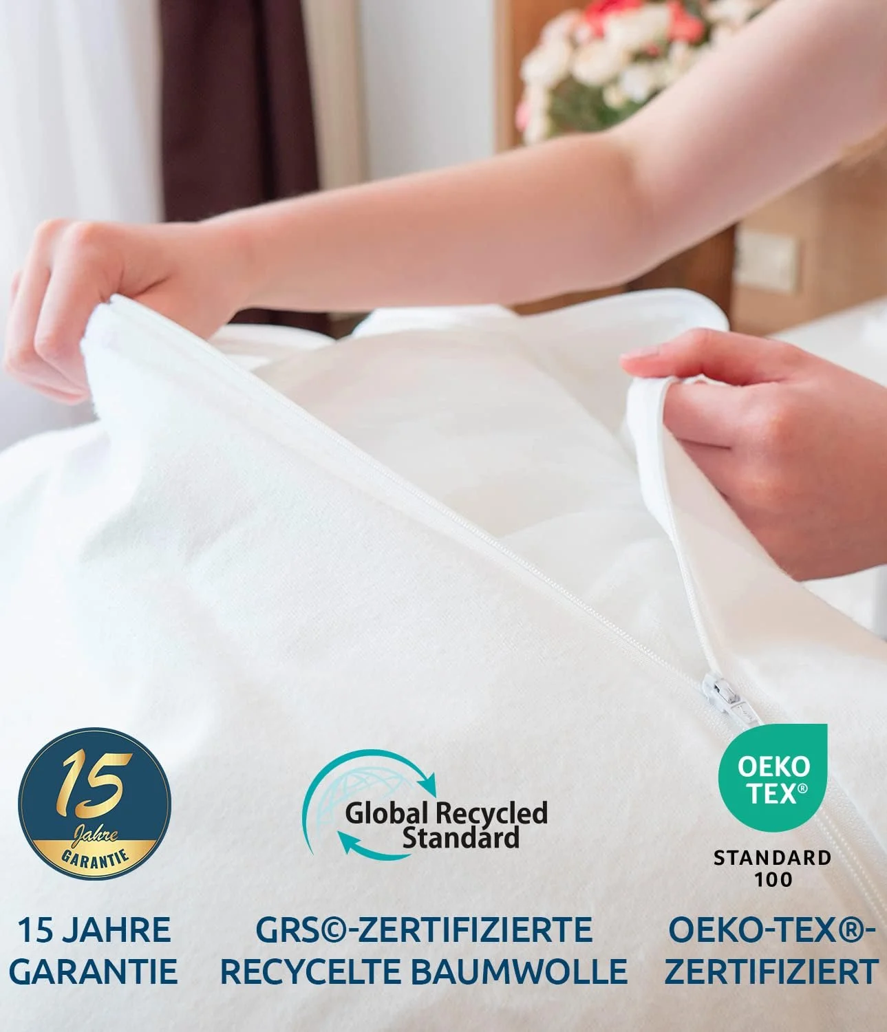 Наволочка SLEEPZEN Набір 2 шт. 60 x 60 см Водонепроникна Гіпоалергенна Бавовна, фото №7 Наволочка SLEEPZEN Набір 2 шт. 60 x 60 см Водонепроникна Гіпоалергенна Бавовна, фото №7