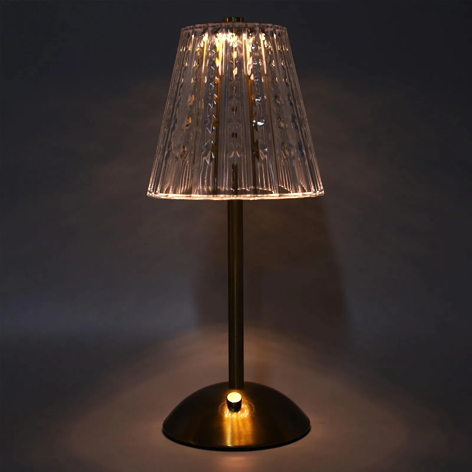 Настільна лампа Cordless акумуляторна декоративна LED димована кришталева 3 кольори бездротова Gold, фото №9