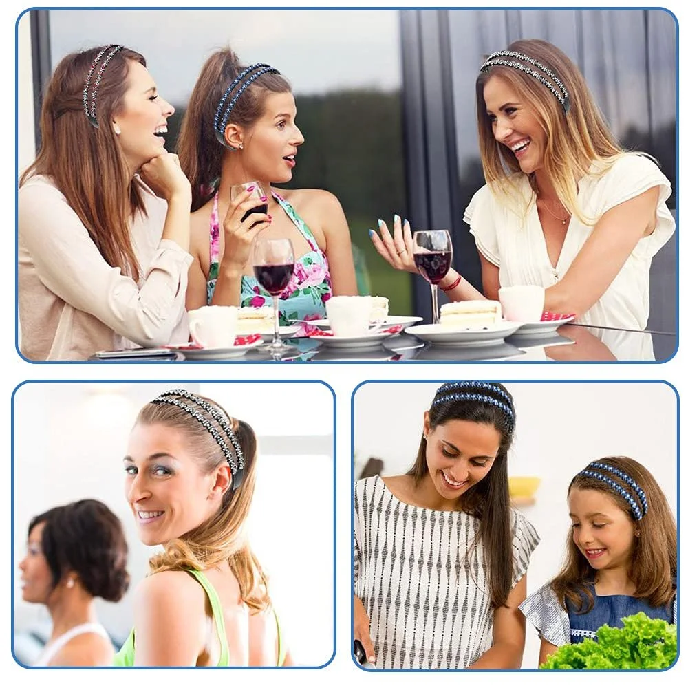 Обруч для волосся Модний, Набір з 4-х, зі стразами, фото №5