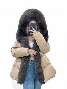 Жіноче зимове пальто Ownwfeat з хутряним коміром, тепле, з капюшоном, пуховик - Фото 1