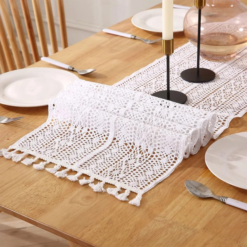 Ранер для столу Macrame Crochet Lace з китицями Прямокутний, фото №4 Ранер для столу Macrame Crochet Lace з китицями Прямокутний, фото №4