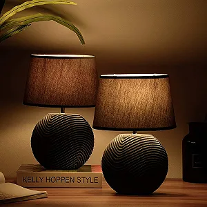 Настільні лампи Brubaker набір 2 шт керамічні антрацитово-сірі 38 см synthetic.ua - Фото 1