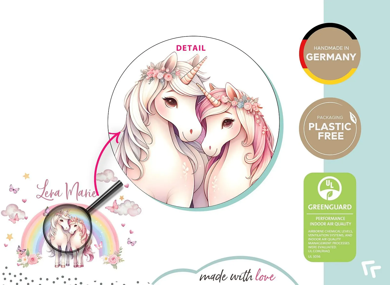 Наклейка на стену Little Deco Sammelauktion DL5137 Design 3 Единороги с радугой без имени, фото №4