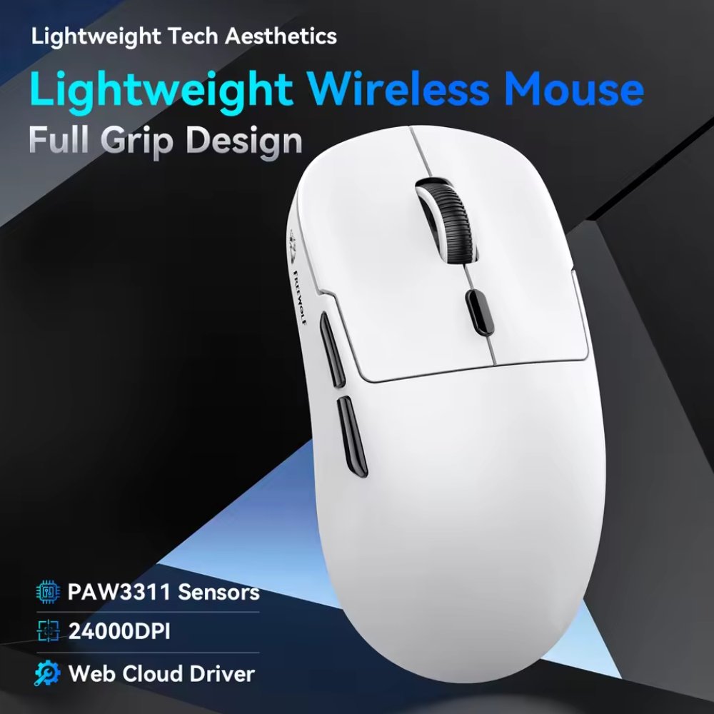 Миша FreeWolf A6 Black 24000DPI PAM3311 1000Hz 59г, фото №5