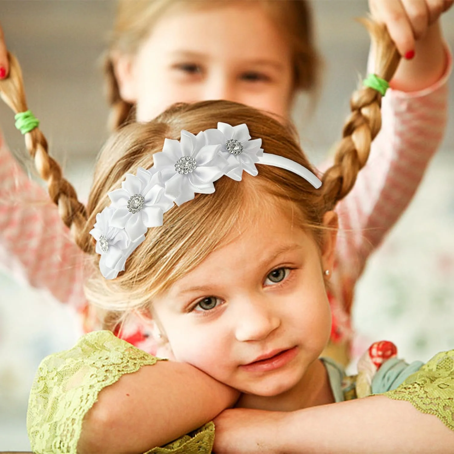 Обруч Квітковий з Діамантами Дитячий Атласний, фото №4