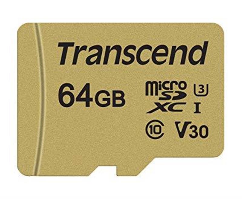 Карта памяти MicroSDXC 64GB UHS-I/U3 Class 10 Transcend 500S SD-adapter TS64GUSD500S, фото №1