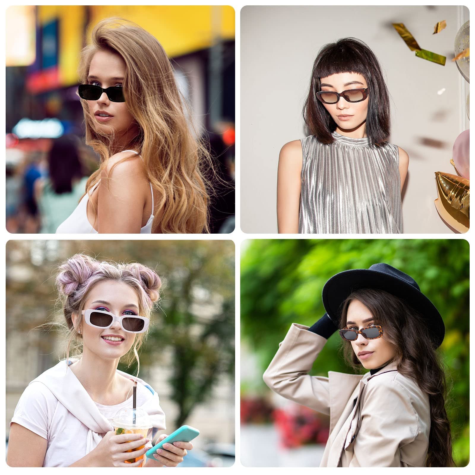 Набір сонцезахисних окулярів прямокутної форми, 12 шт, фото №6