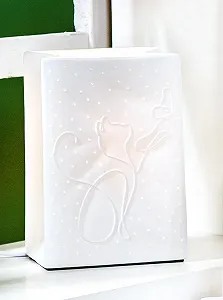 Настільна лампа GILDE Love Cat Порцелянова Прямокутна Висота 18 см Біла - Фото 1