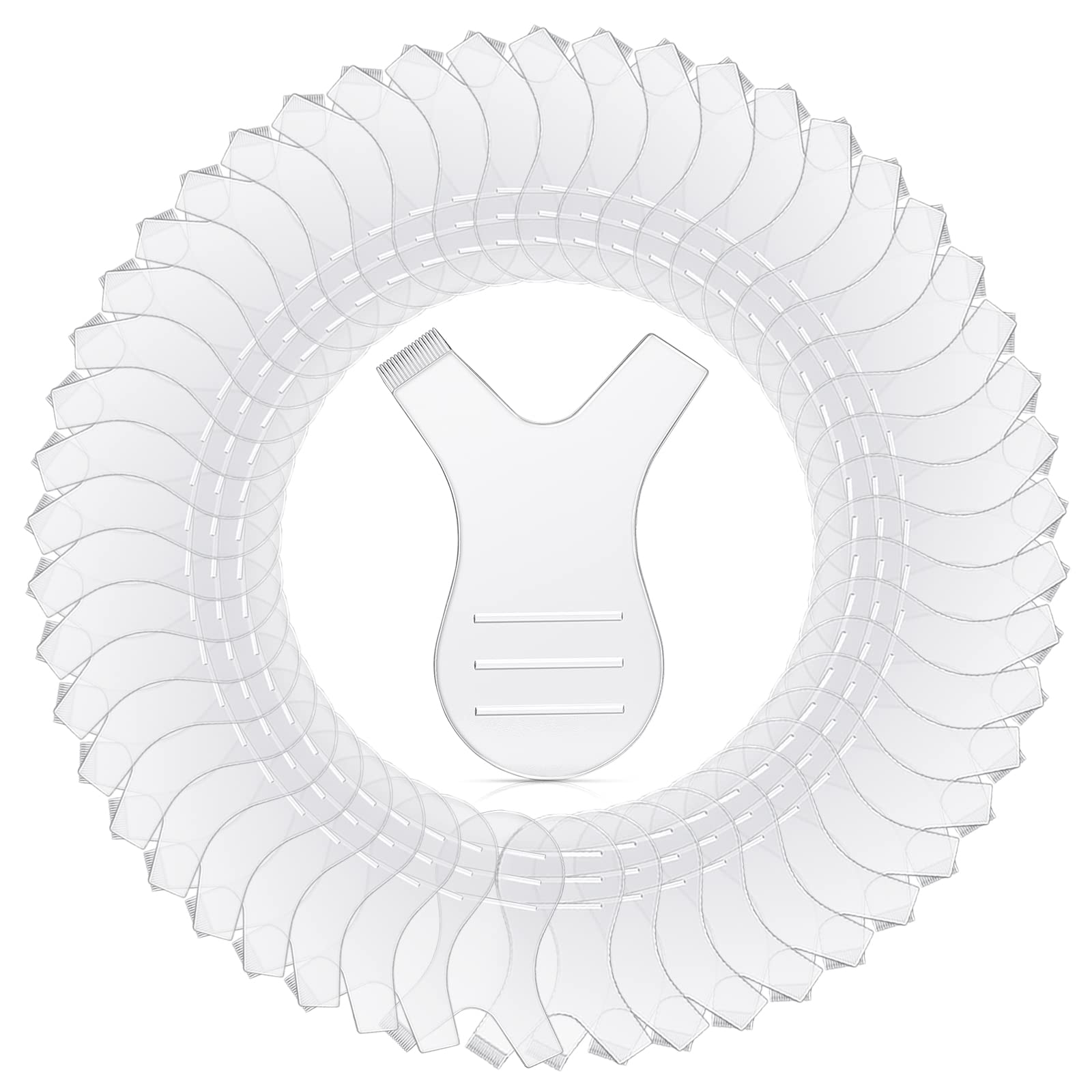 Щіточка-гребінець для вій Sibba Y-Shape Міні прозора силіконова упаковка 50 штук, фото №1