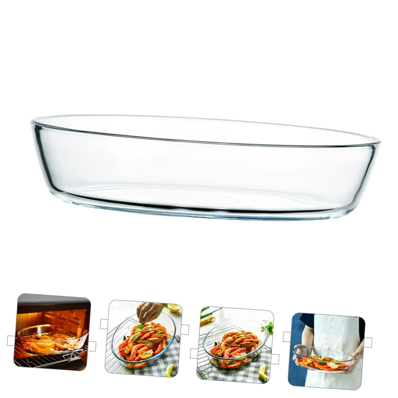 Форма для запікання Gatuida Овальна скляна 2400 мл Для мікрохвильової печі Прозора, фото №9