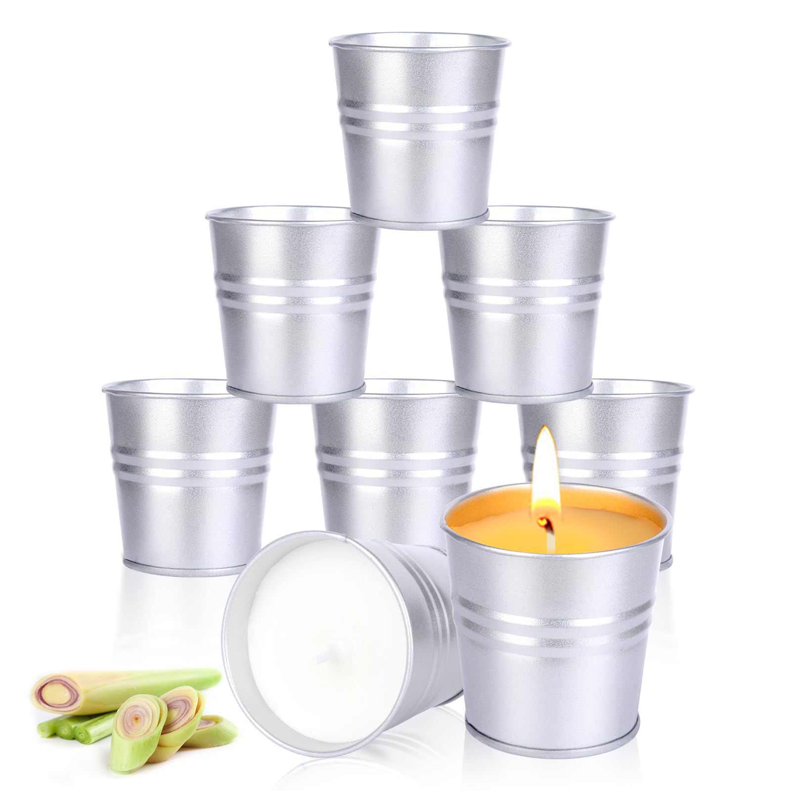 Свеча Citronella Набор 100 часов 8 штук Citronella Свечи Ароматические Свечи 100% Натуральный Соевый Воск для улицы Натуральные Свечи с Цитронеллой, фото №1