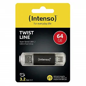 USB флеш-накопичувач Intenso Twist Line 64GB Dual USB 3.2 Gen 1x1 USB-C USB-A Anthracite ціна на synthetic.ua - Фото 1 USB флеш-накопичувач Intenso Twist Line 64GB Dual USB 3.2 Gen 1x1 USB-C USB-A Anthracite synthetic.ua - Фото 1