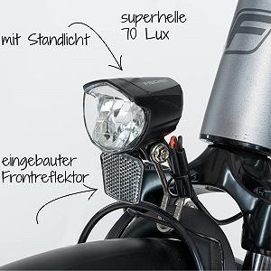 Велосипедна фара Fischer Dynamo LED 70 LUX з функцією габаритного світла, світлодіодна велосипедна фара з автоматичним сутінковим режимом synthetic.ua - Фото 1