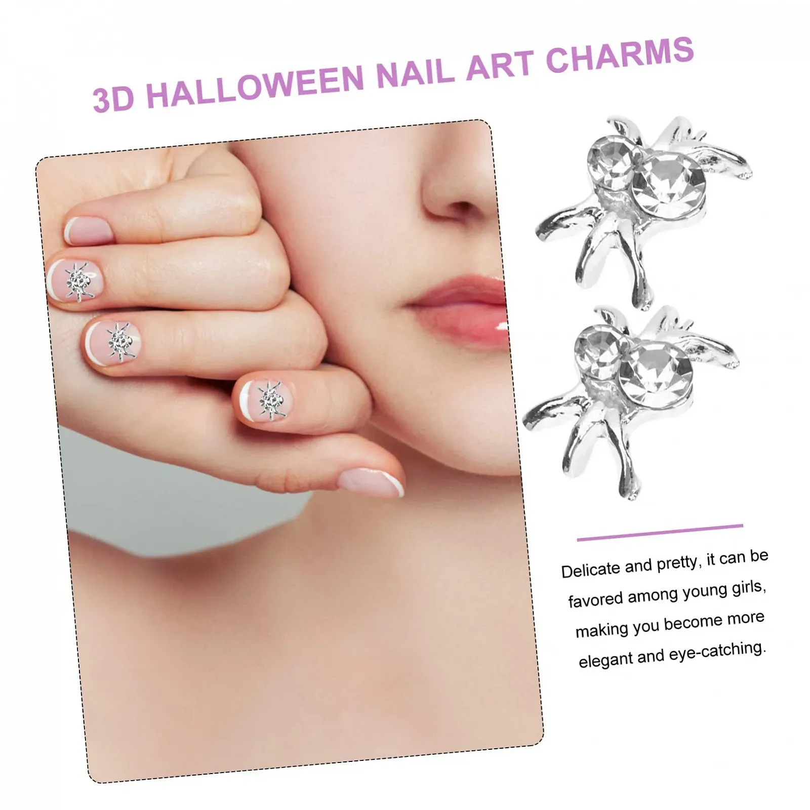 Украшение для маникюра Паук, 30 шт, серебряные бусины, фото №8