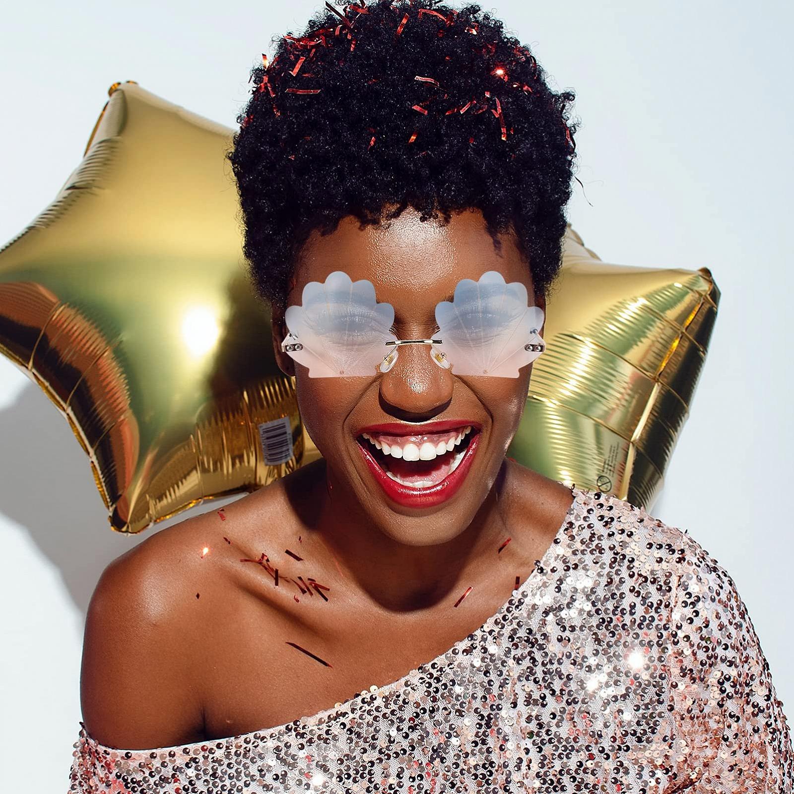 Солнцезащитные очки Toddmomy в форме раковины без оправы, фото №4