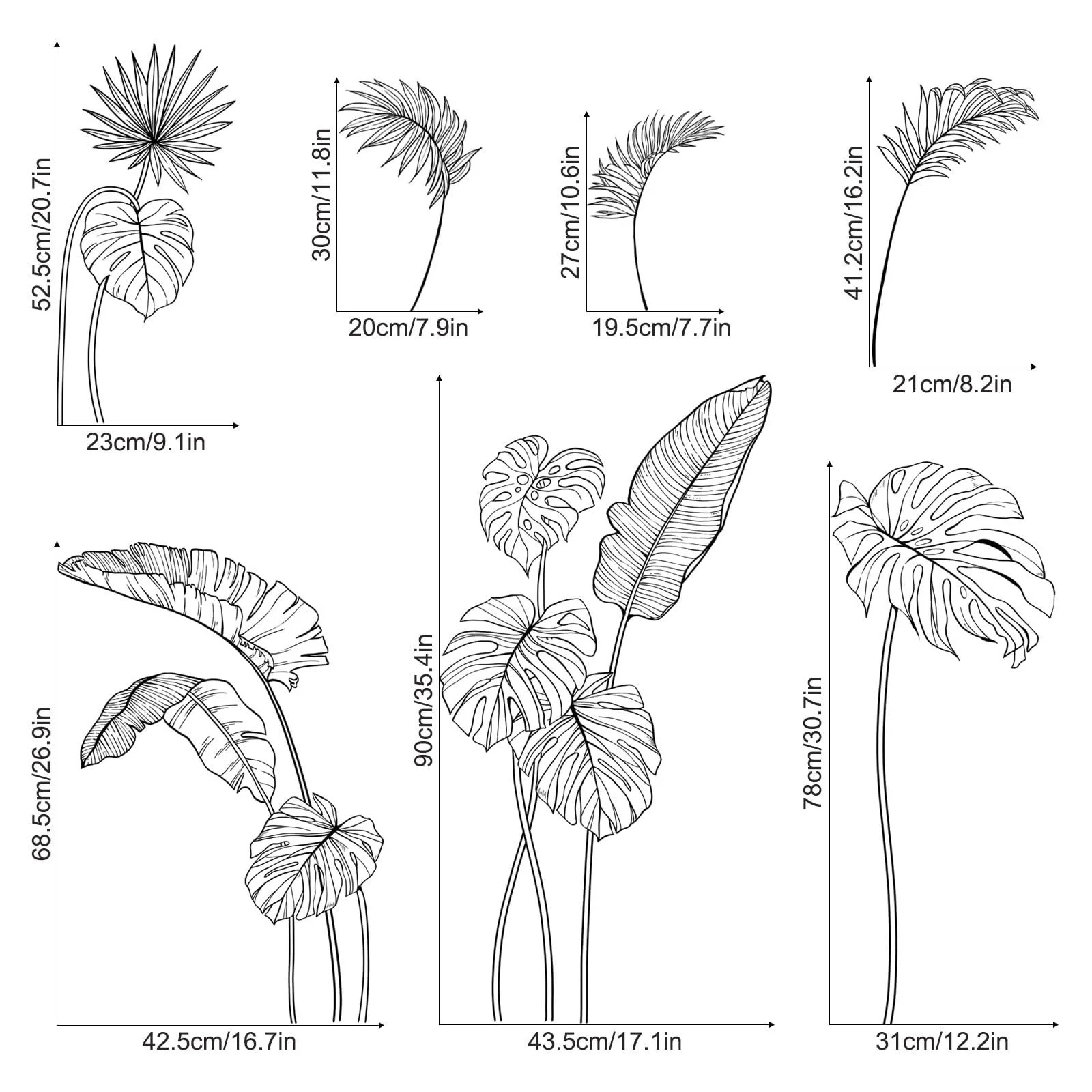 Настінна наклейка Supzone Тропічні рослини Чорна, фото №5