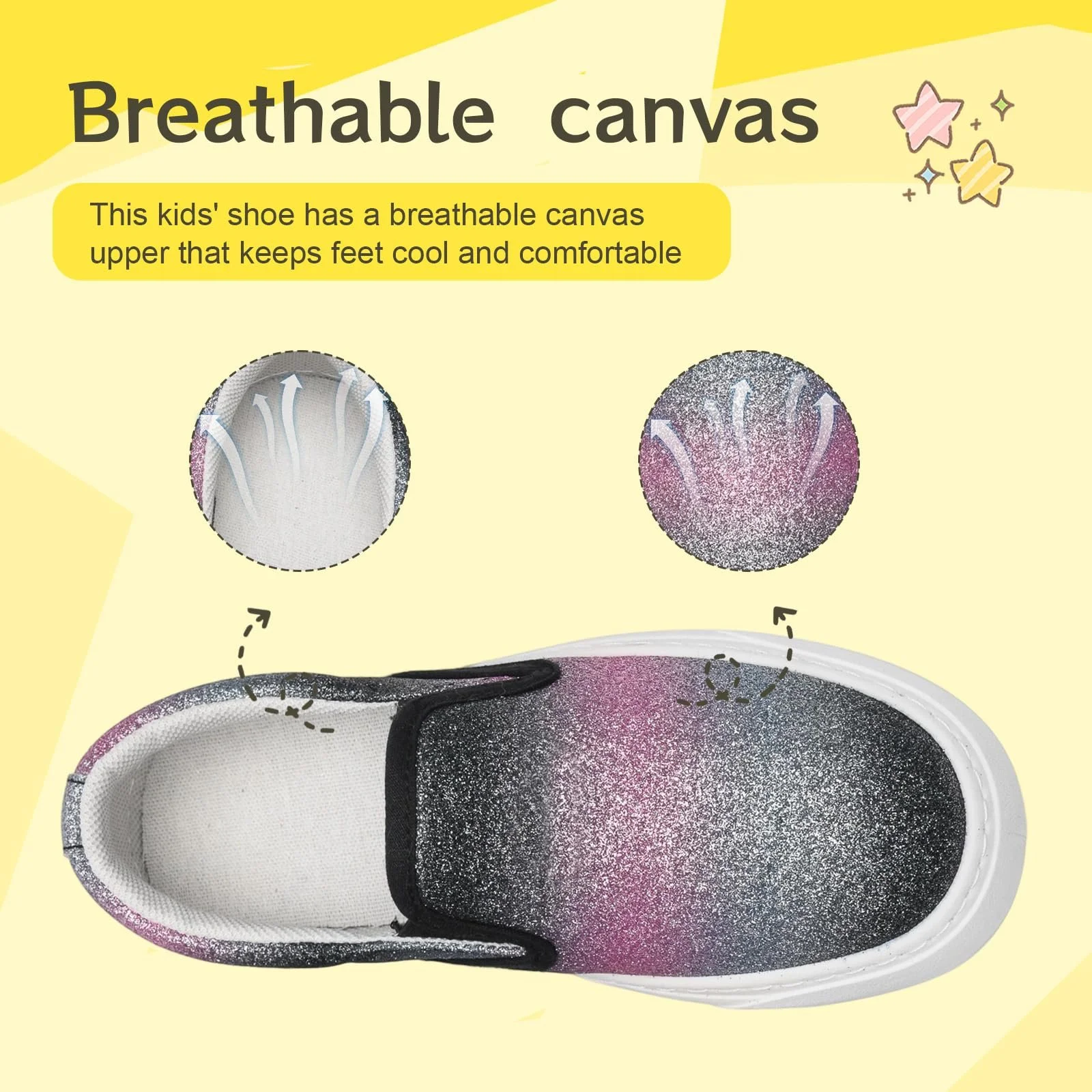 Детские парусиновые кроссовки с блестками Унисекс парусиновая Кроссовки Повседневная дышащая нескользящая легкая детская Кроссовки и девочек, фото №3