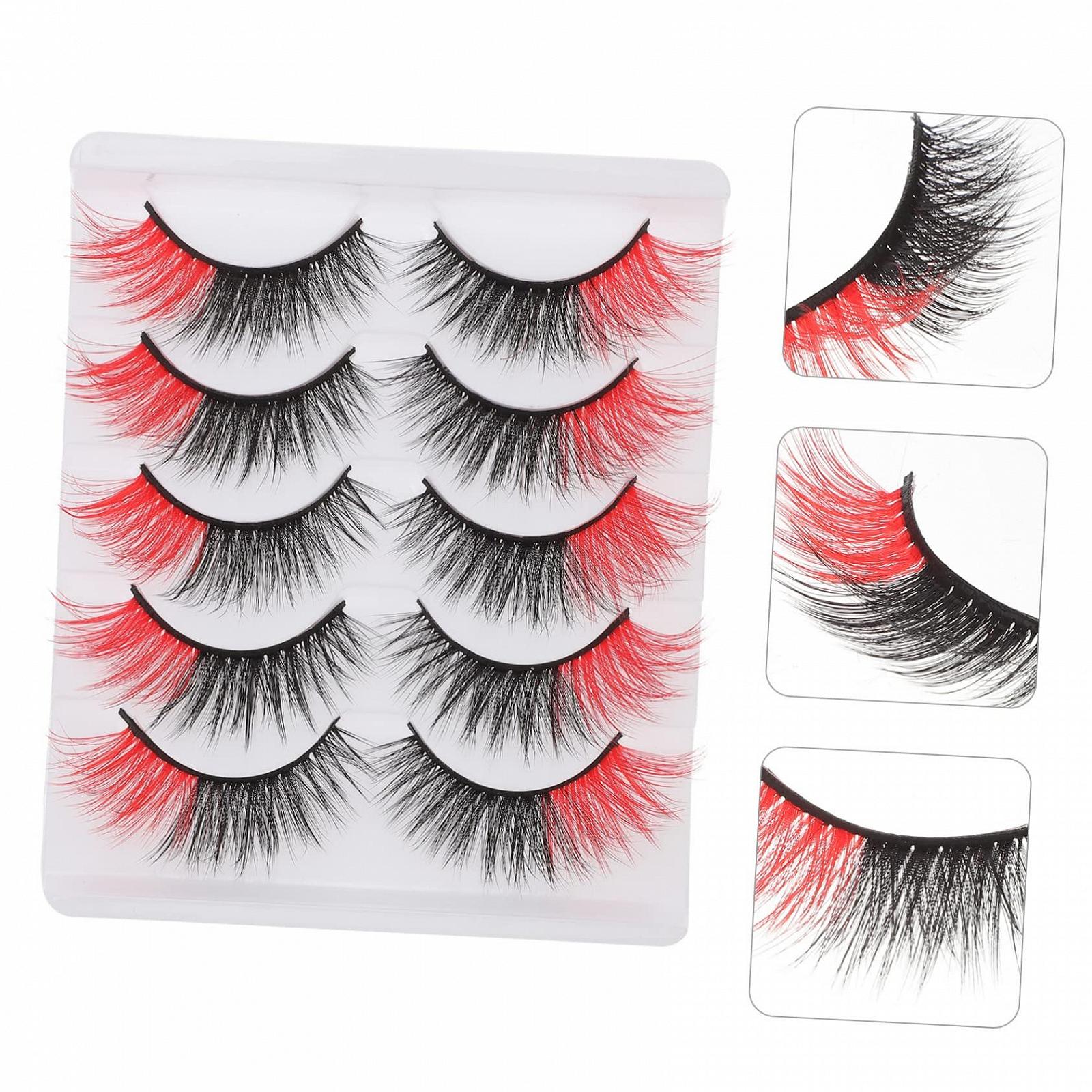 Ліжка Angoily 15 пар кольорових штучних вій червоні, фото №2