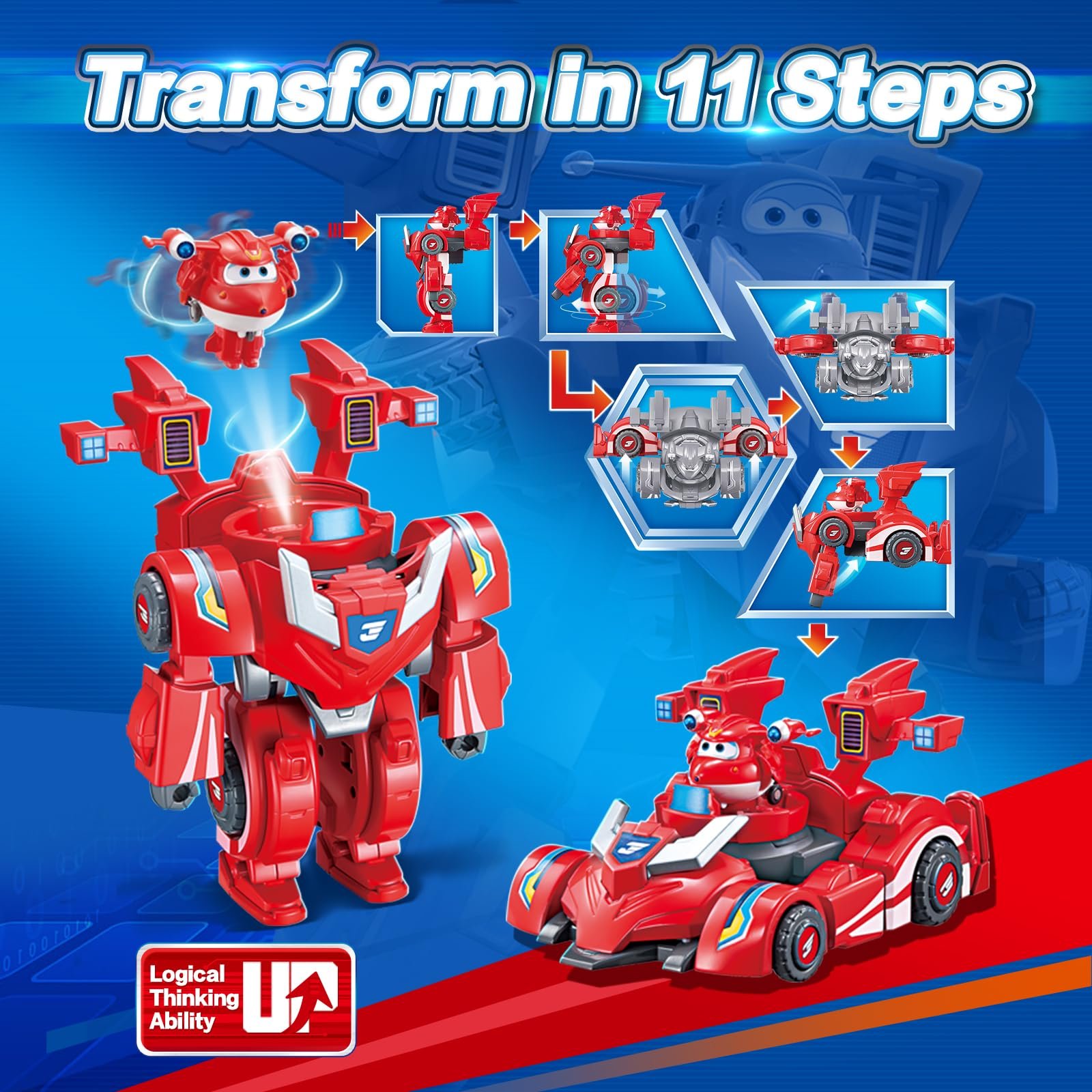 Фигурка-трансформер Super Wings Jett Super Robot Suit, 18 см, красный, фото №3