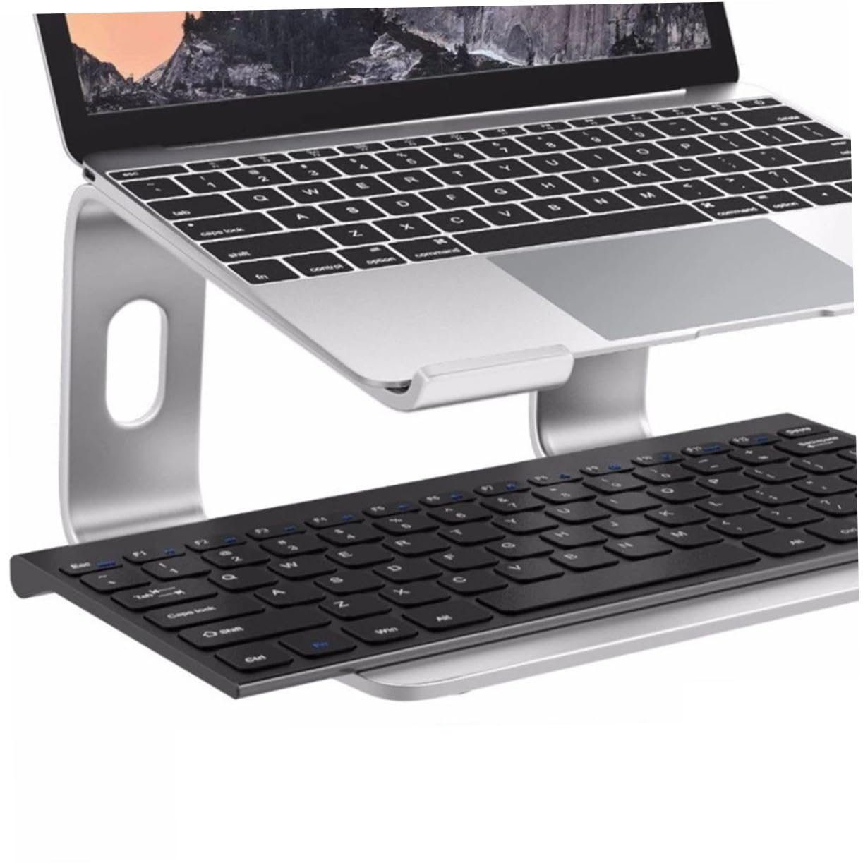 Підставка для ноутбука алюмінієва Operitacx з вентиляцією легка портативна з нековзними накладками для столу офісу дому та в дорозі, фото №3