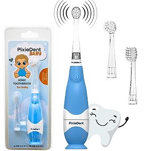 Дитяча електрична звукова зубна щітка PixieDent Таймер LED 0-3 роки Blue Baby - Фото 1