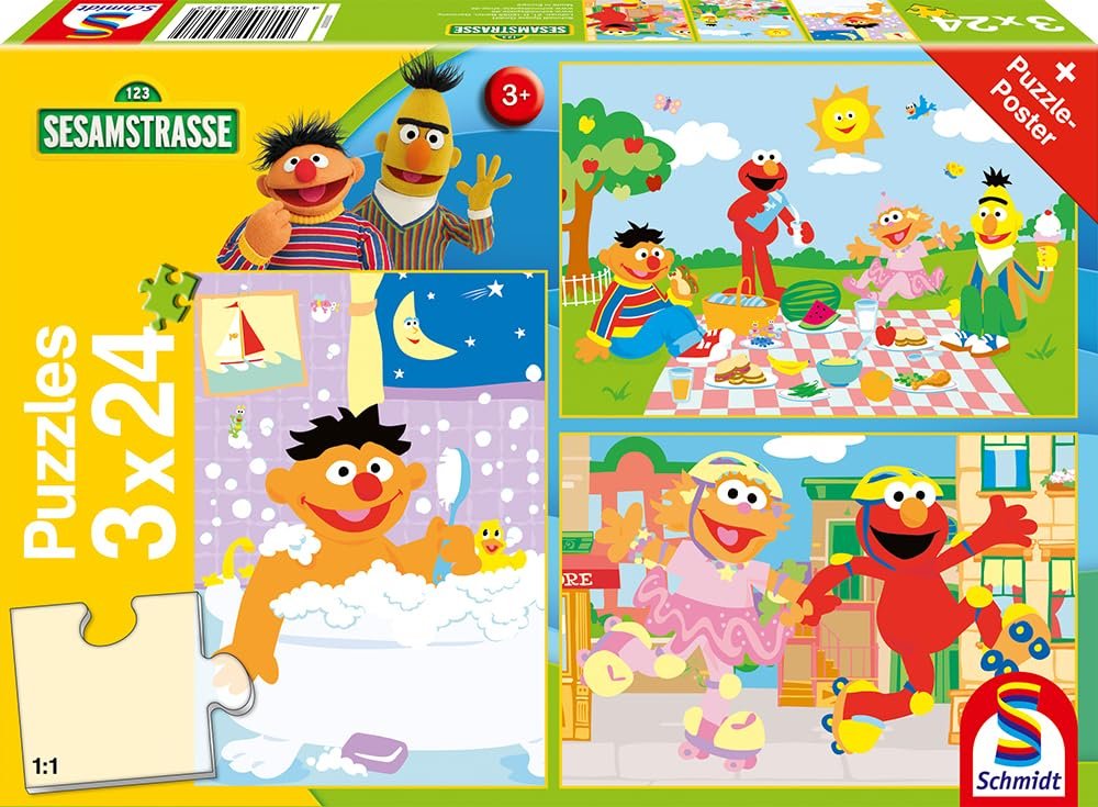 Пазл Schmidt Spiele Sesame Street 56457 3 x 24 детали, фото №1