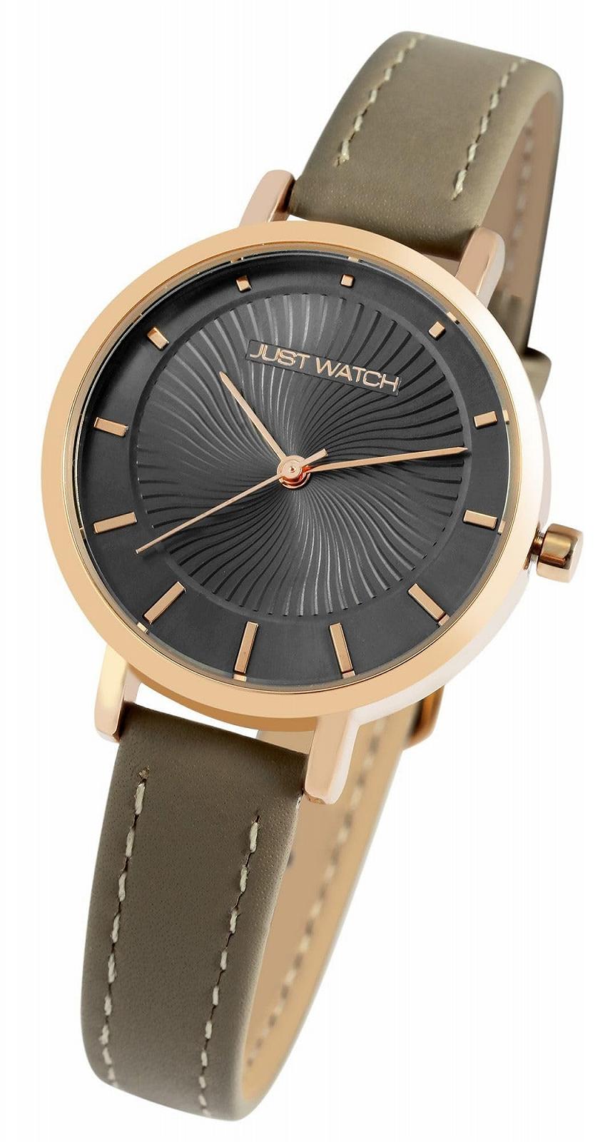 Женские часы Just Watch Ремешок из кожи Черный/Серебряный, фото №4
