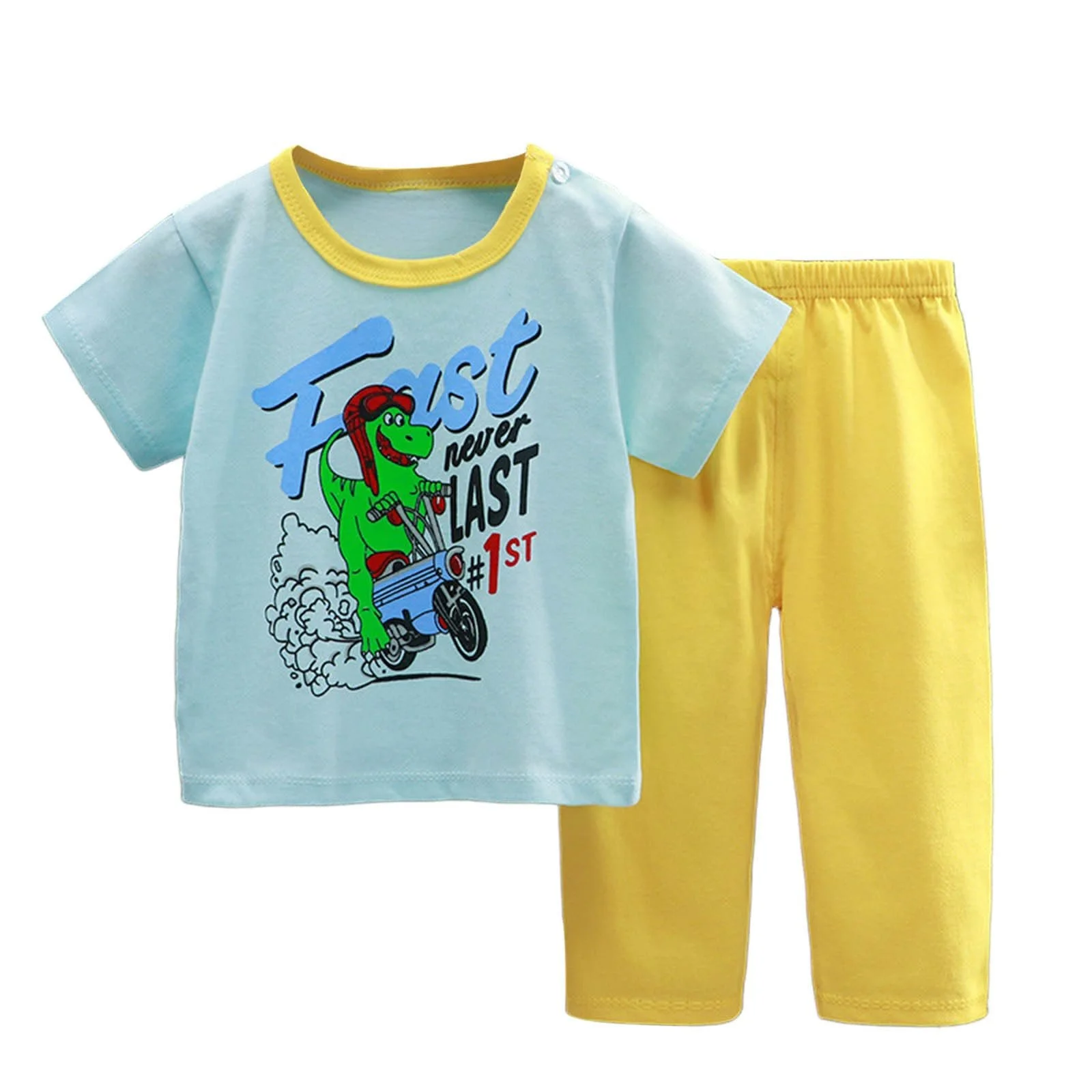 Пижамный набор Тёплый флисовый джемпер + брюки Хлопок Мягкая Динозавр Животные, фото №1