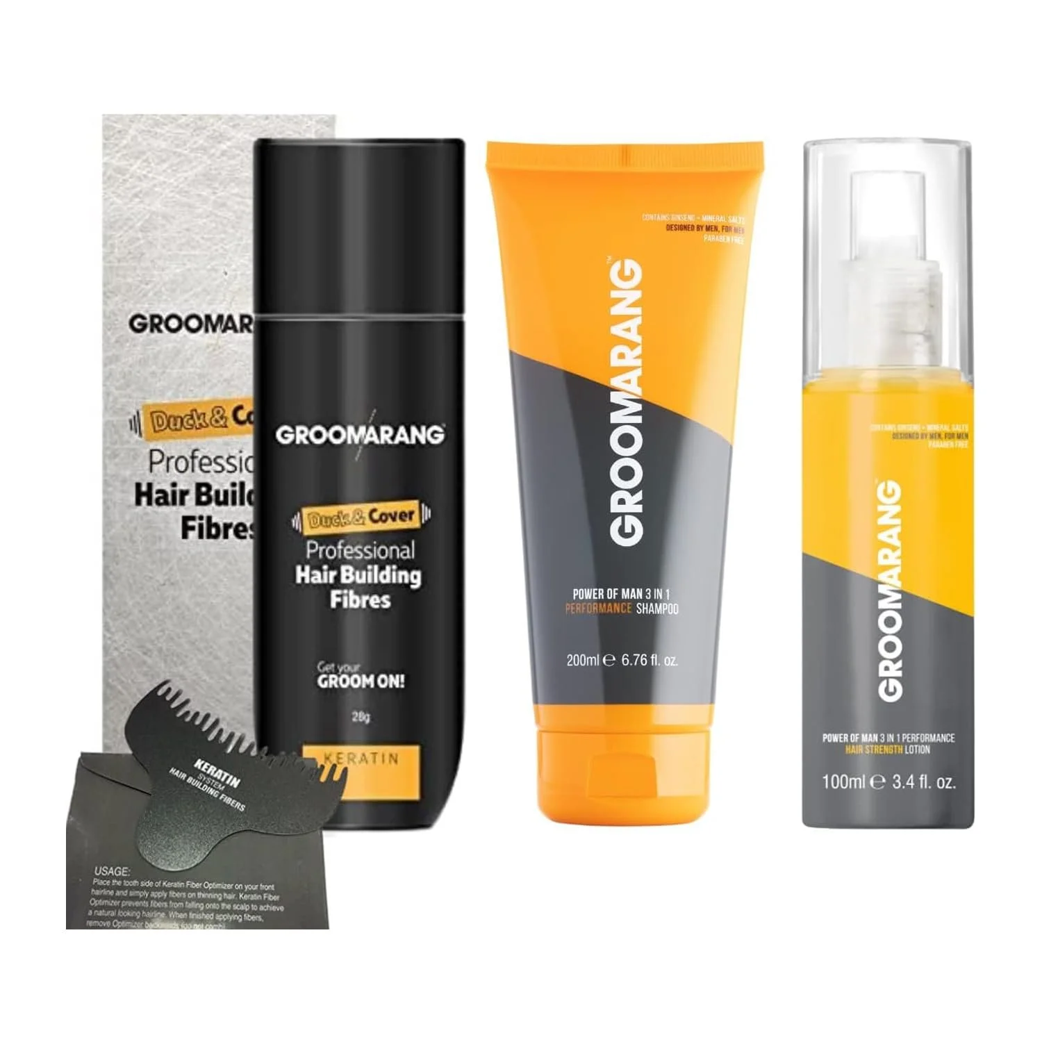 Волоссяні волокна GROOMARANG Кератинові волокна для волосся миттєво приховують зони стоншення, фото №1