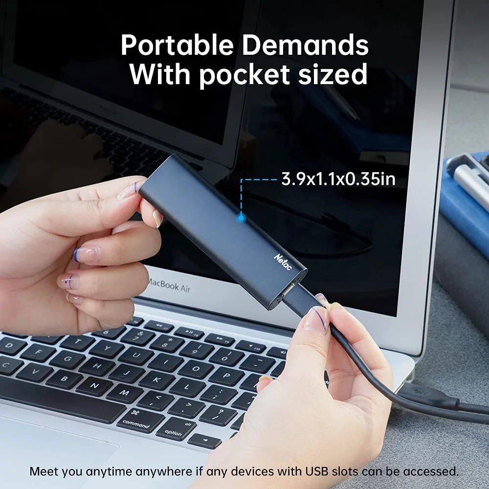 Зовнішній SSD Netac 500 ГБ USB 3.2 Gen 2 Алюміній, фото №6