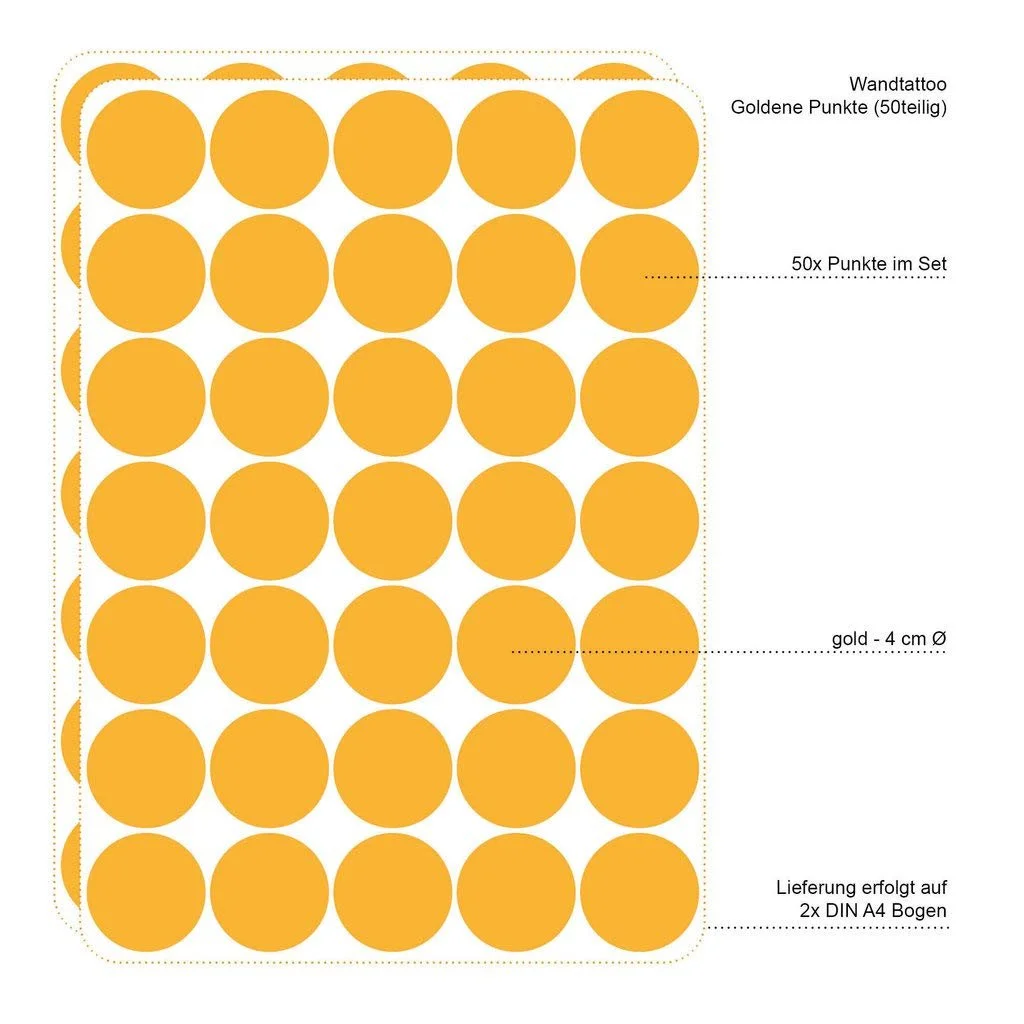 Наклейка на стену Golden Dots 50 шт. 4 см Золотистая, фото №2