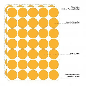Наклейка на стіну Golden Dots 50 шт. 4 см Золотиста synthetic.ua - Фото 1
