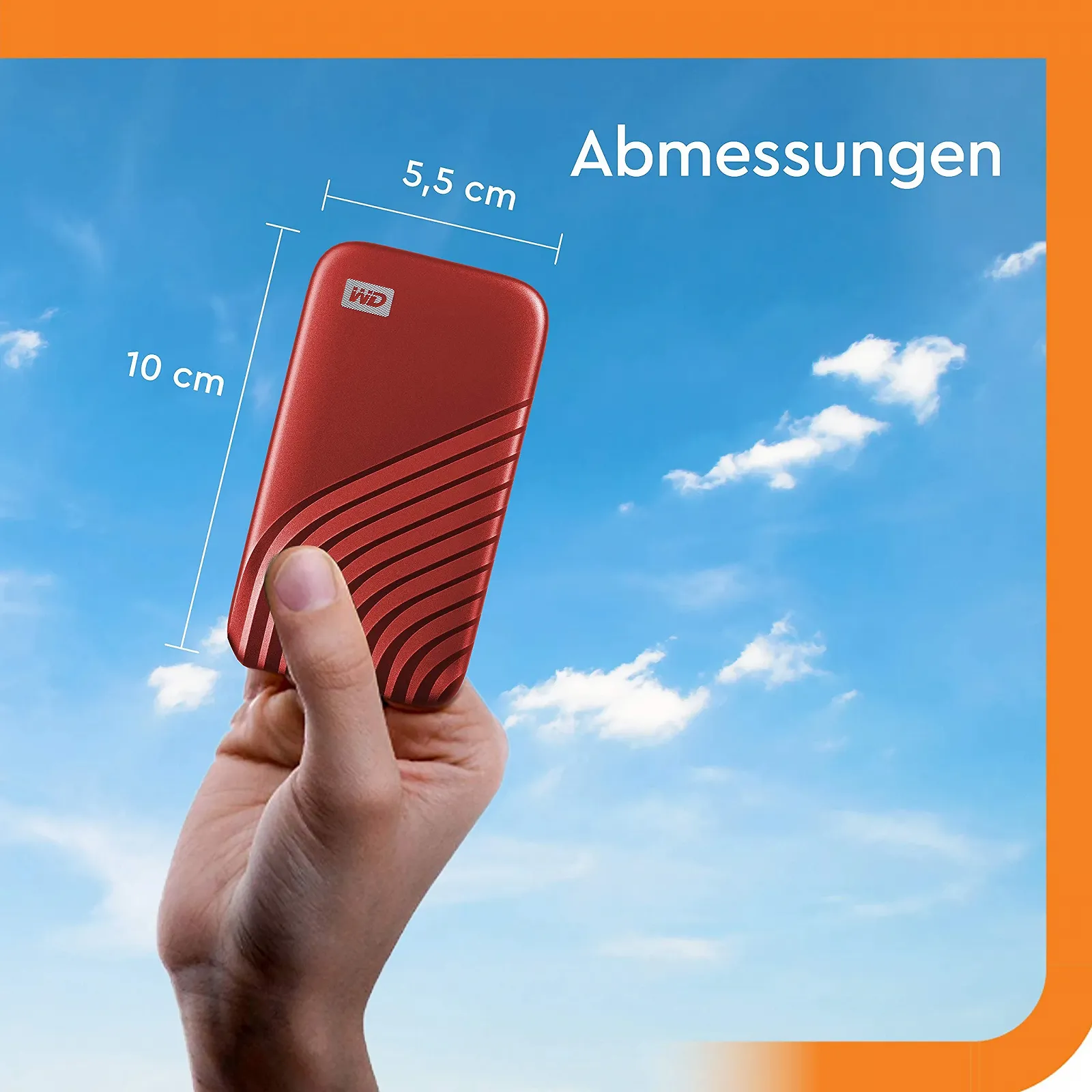 Портативний SSD-накопичувач Western Digital My Passport 1TB NVMe USB-C Red, фото №3