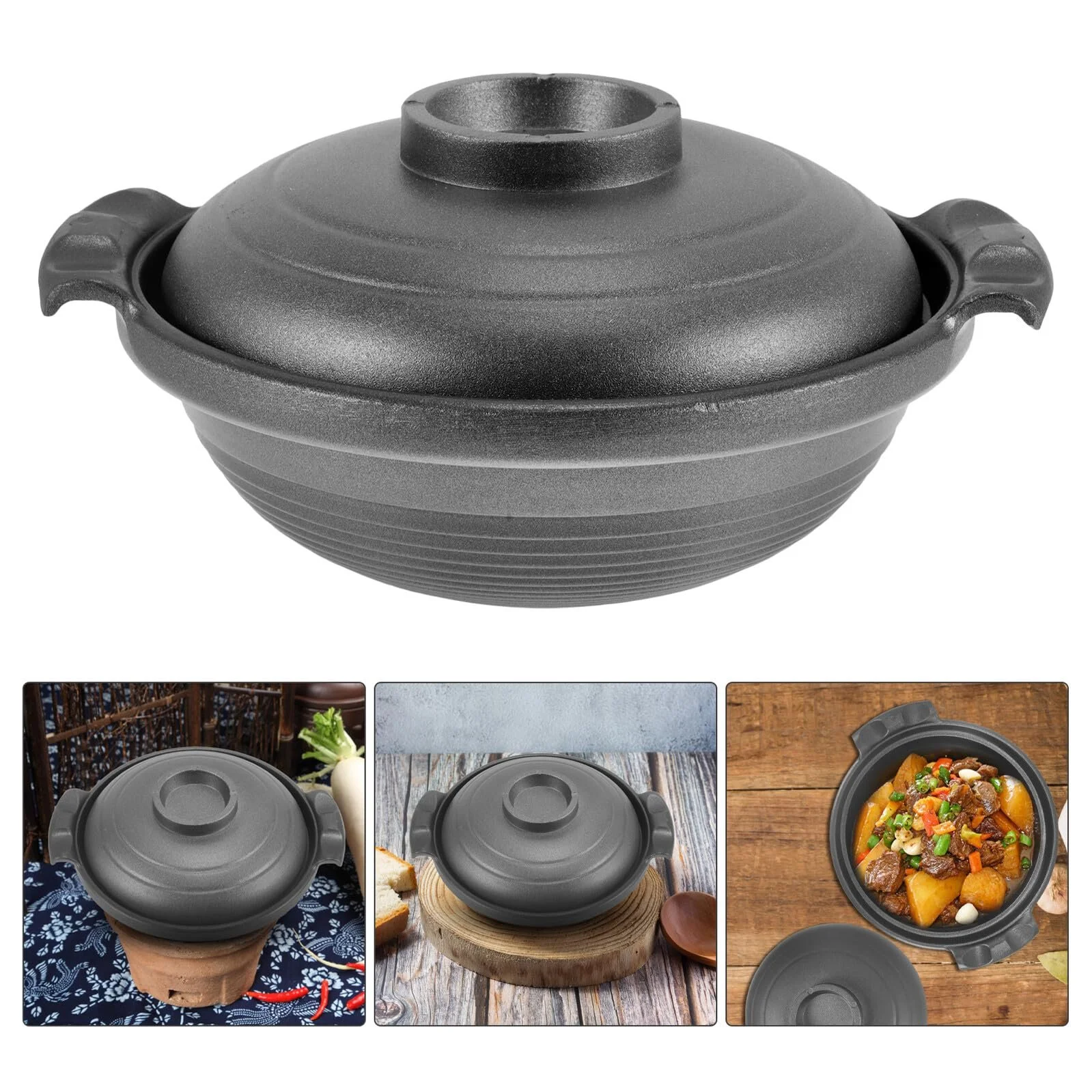 Каструля керамічна ABOOFAN з двома ручками антипригарна термостійка, фото №6