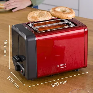 Тостер Bosch TAT4P424DE на 2 скибки 970 Вт Чорний Червоний synthetic.ua - Фото 1