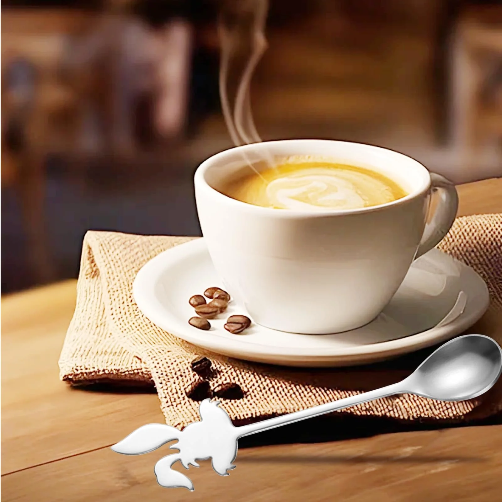 Ложка десертная Мультяшная Милая, Ложка для мороженого, Ложка для эспрессо, Подходит для домашнего использования, Отелей, Свадеб, Вечеринок (Серебряная) (Ложка Кролик), фото №5