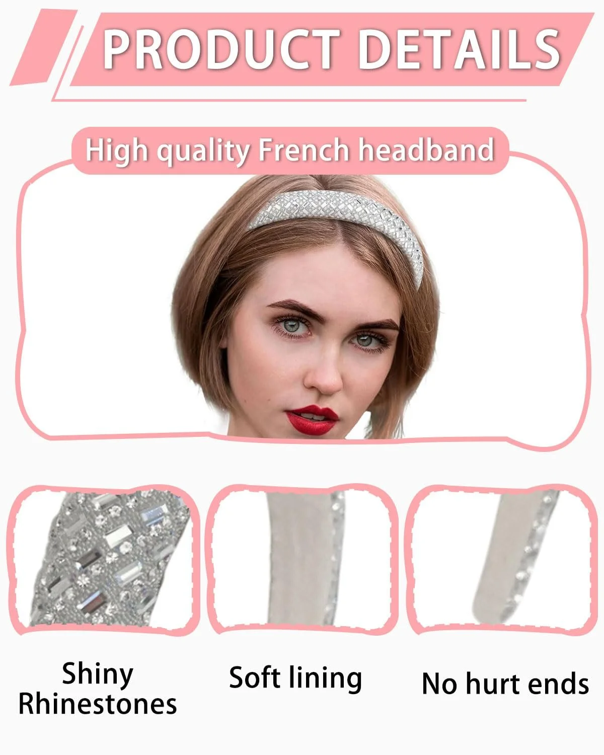 Обруч Блискучий обруч для волосся для жінок Широкий товстий м’який, фото №3