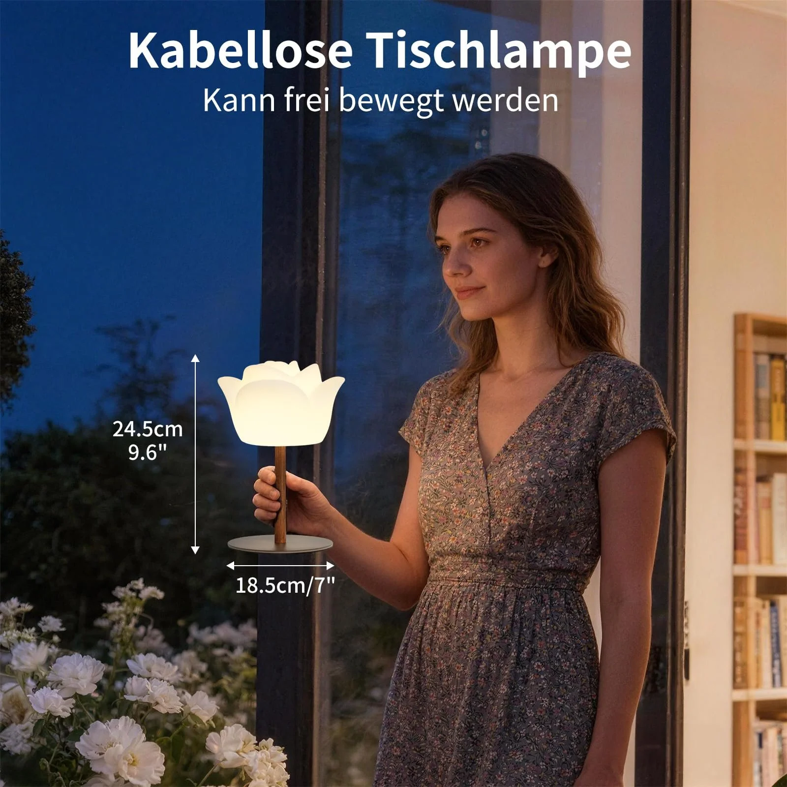 Настільна лампа Flower Design Wireless IP64 RGB 130 лм 4000 mAh 27/41 см White, фото №8