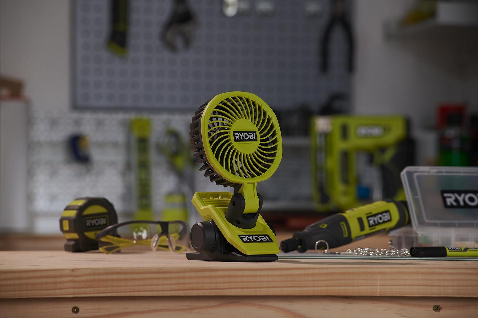 Вентилятор Ryobi USB-LITHIUM RCF4-120G з кліпсою, 4V, поворотний на 325° та обертовий на 180°, фото №5